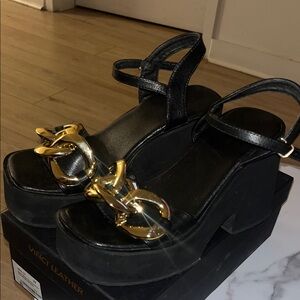 Black and Gold Women's Sandals